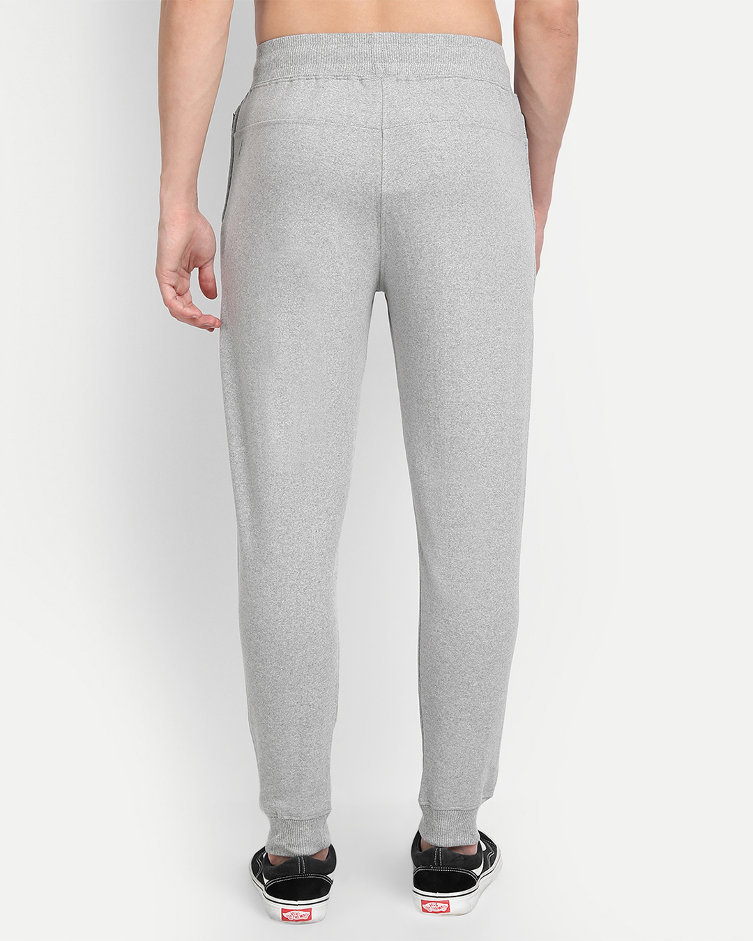 Shop Men's Grey Mid Rise Relaxed Fit Joggers-Back