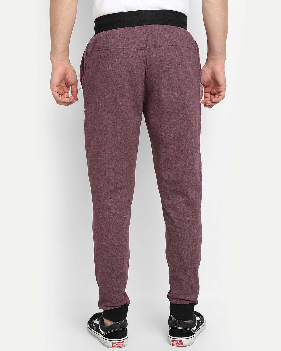 Shop Men's Maroon Mid Rise Relaxed Fit Joggers-Back