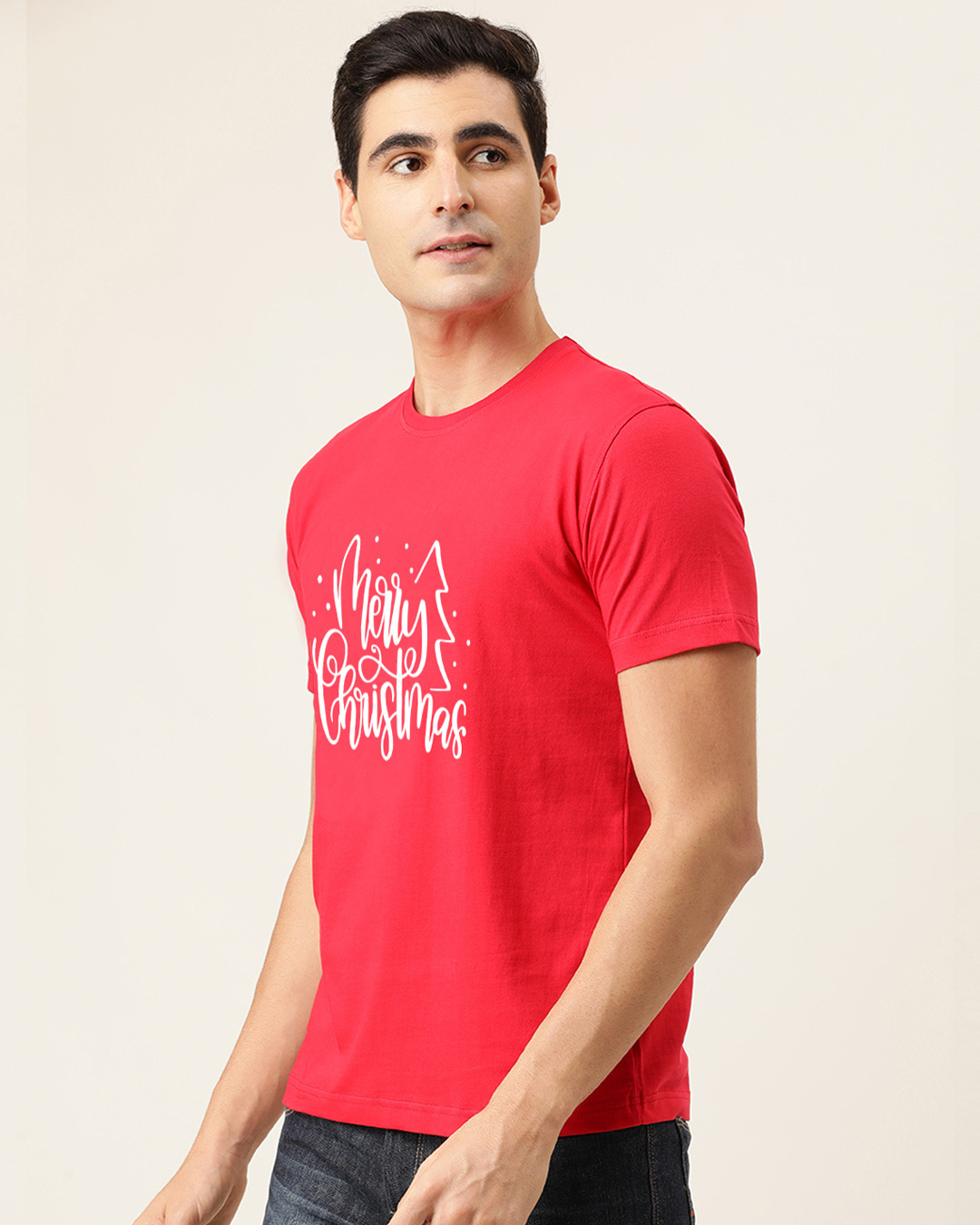 Shop Men's Red Merry Christmas Printed Relaxed Fit T Shirt-Back