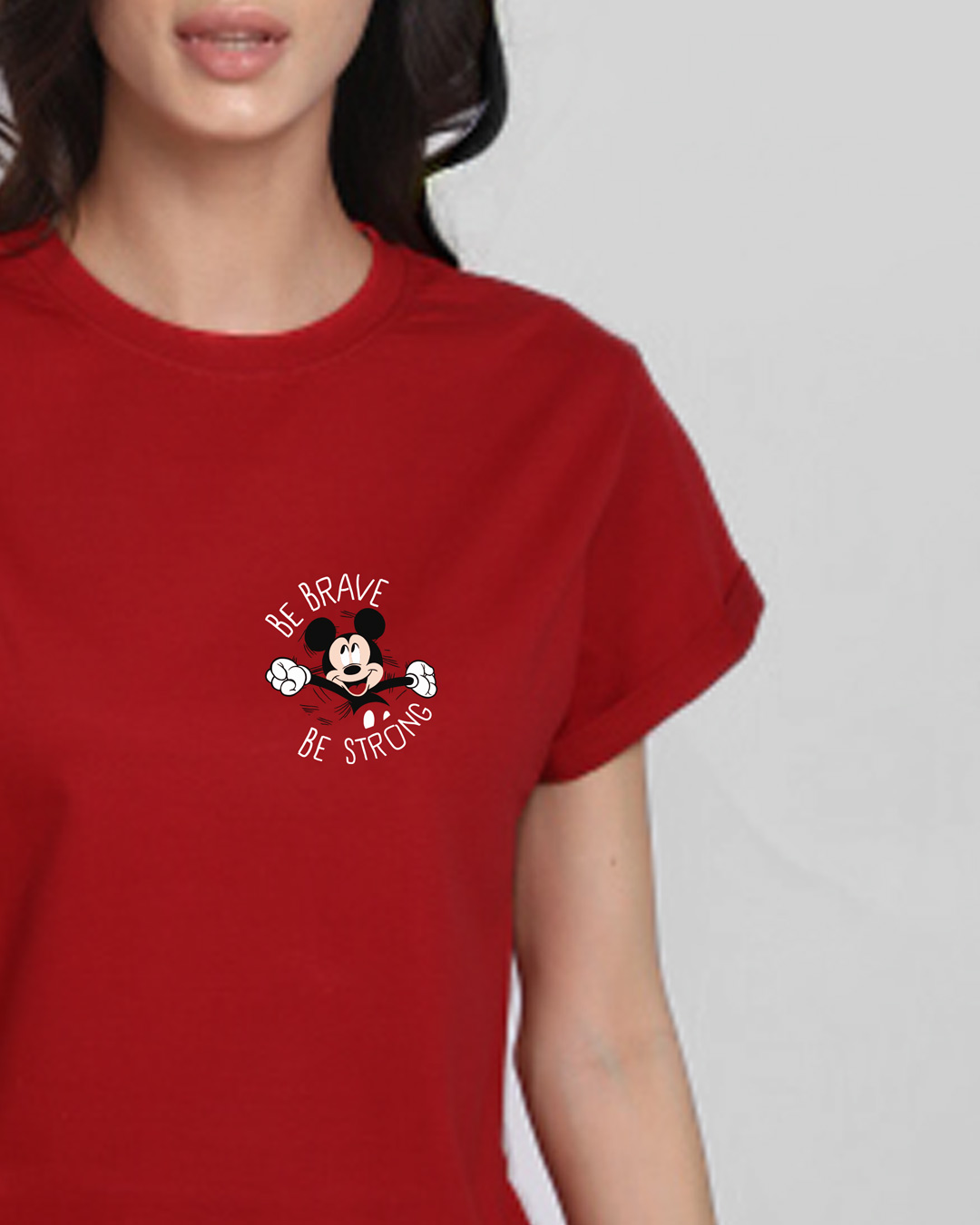 

Be Brave Be Strong Boyfriend T-Shirts (DL) Bold Red Women' Printed Boyfriend T-Shirts Bewakoof.com