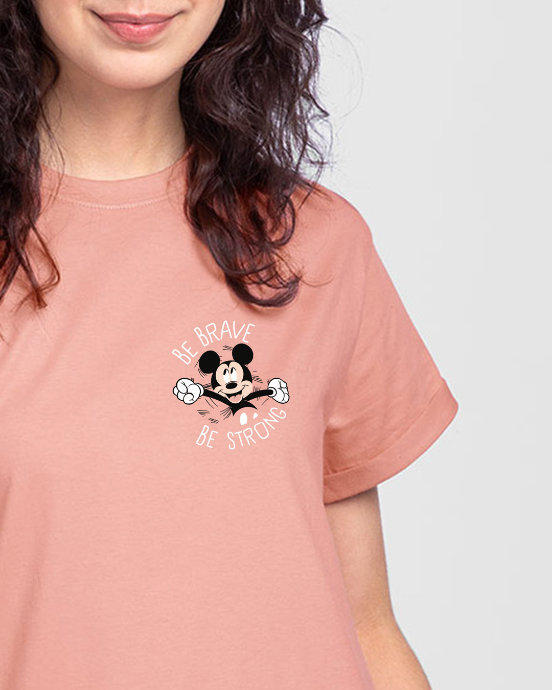 

Be Brave Be Strong Boyfriend T-Shirts (DL) Misty Pink Women' Printed Boyfriend T-Shirts Bewakoof.com