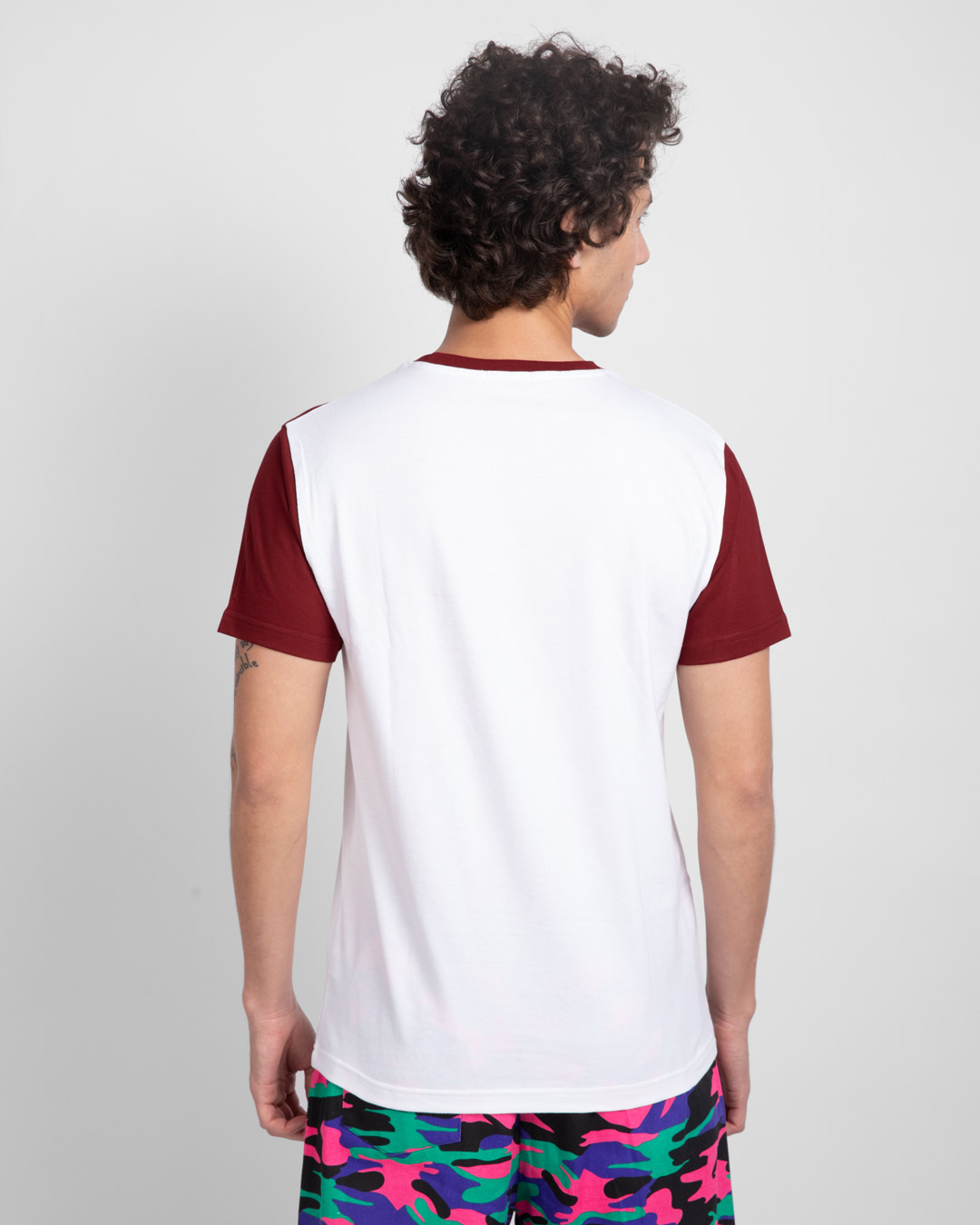 Shop Be-different-panel Color Block T-Shirt-Back