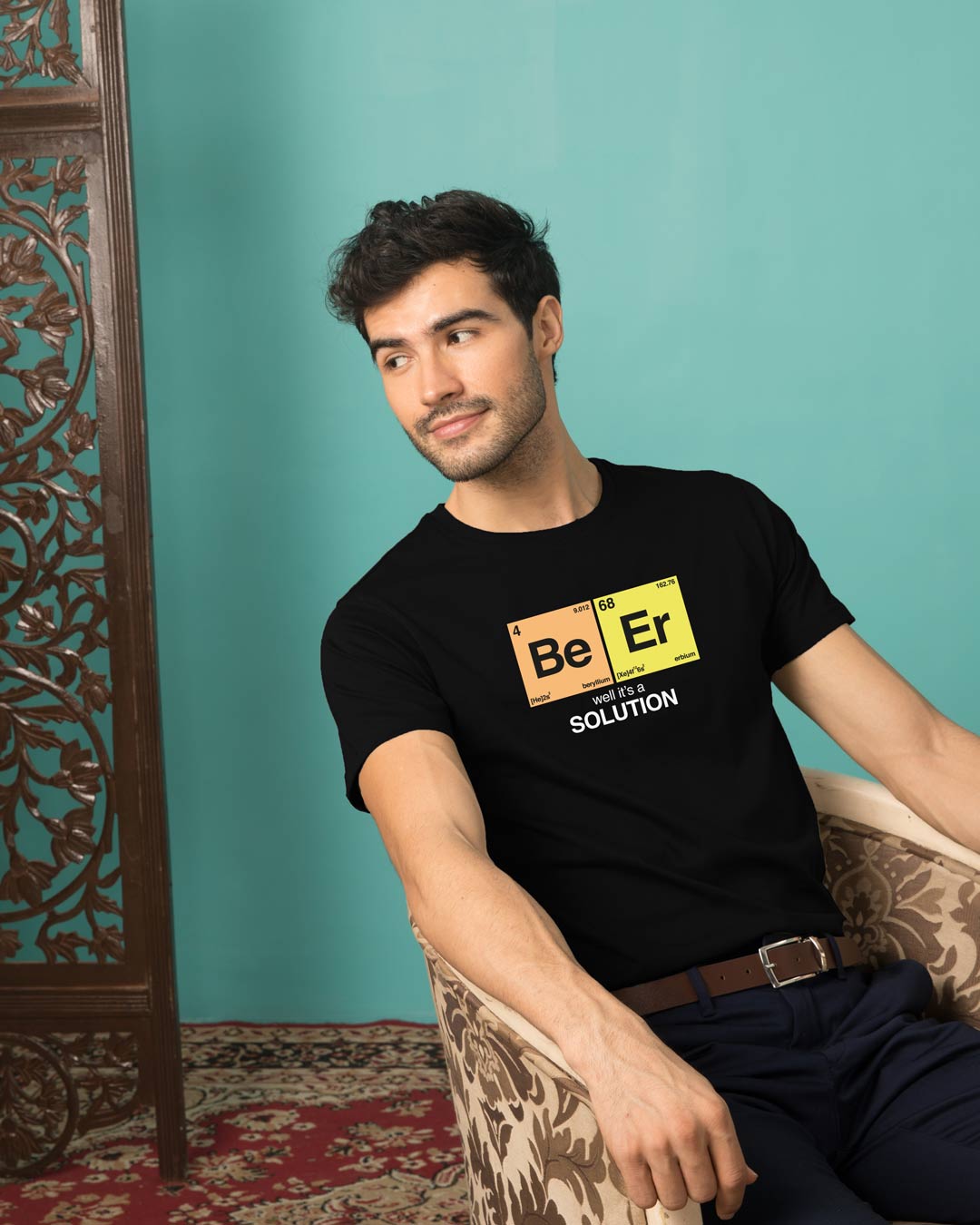 

Be-Er Solution Half Sleeve T-Shirt Black Men' Printed T-Shirts Bewakoof.com