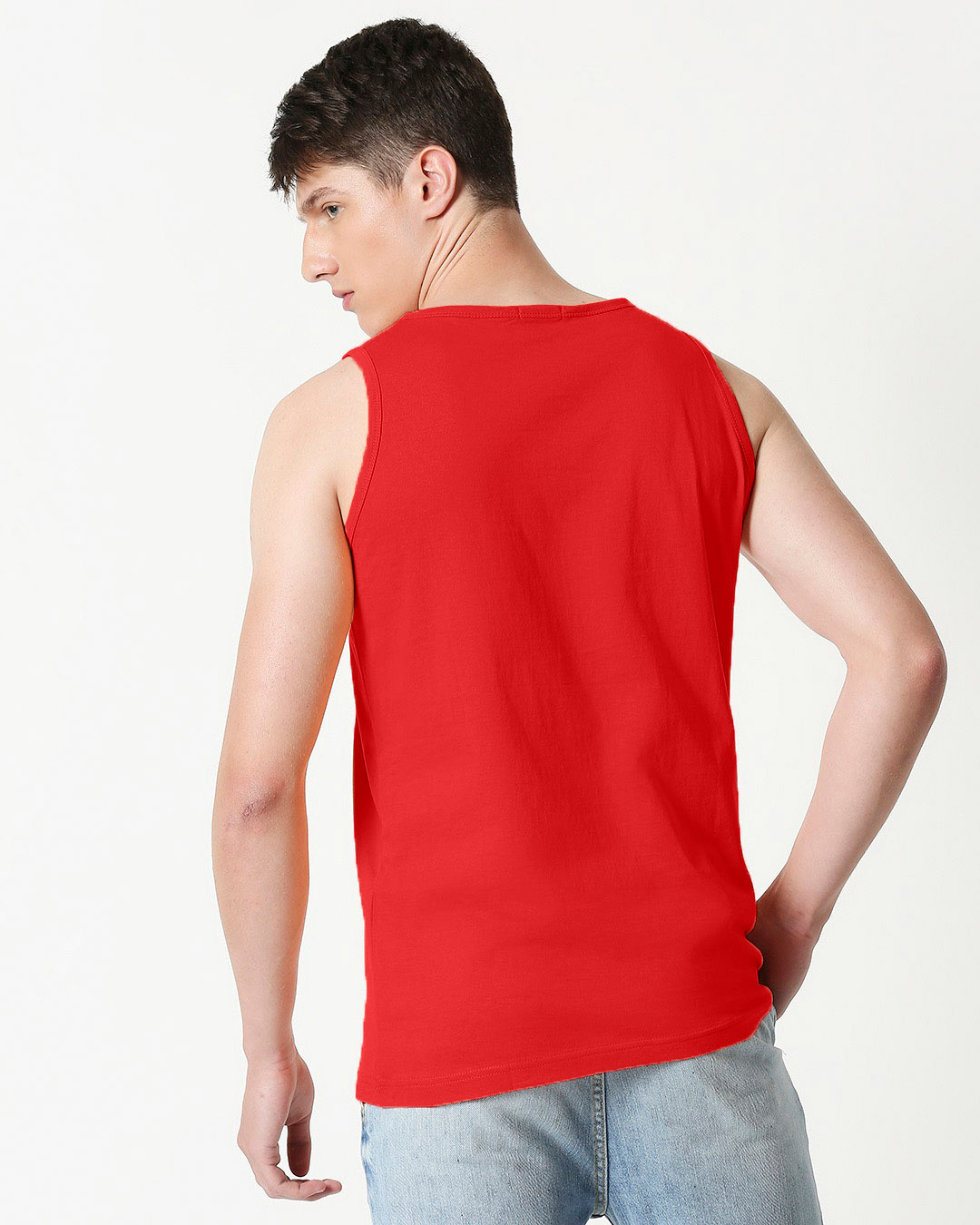 Shop Men's Red Be-Er Solution Typography Vest-Back