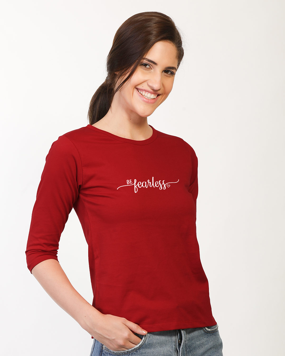 Shop Be Fearless Round Neck 3/4th Sleeve T-Shirt-Back