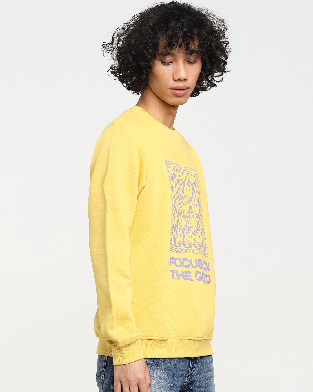 Shop Men's Yellow Be Good Typography Sweater-Back