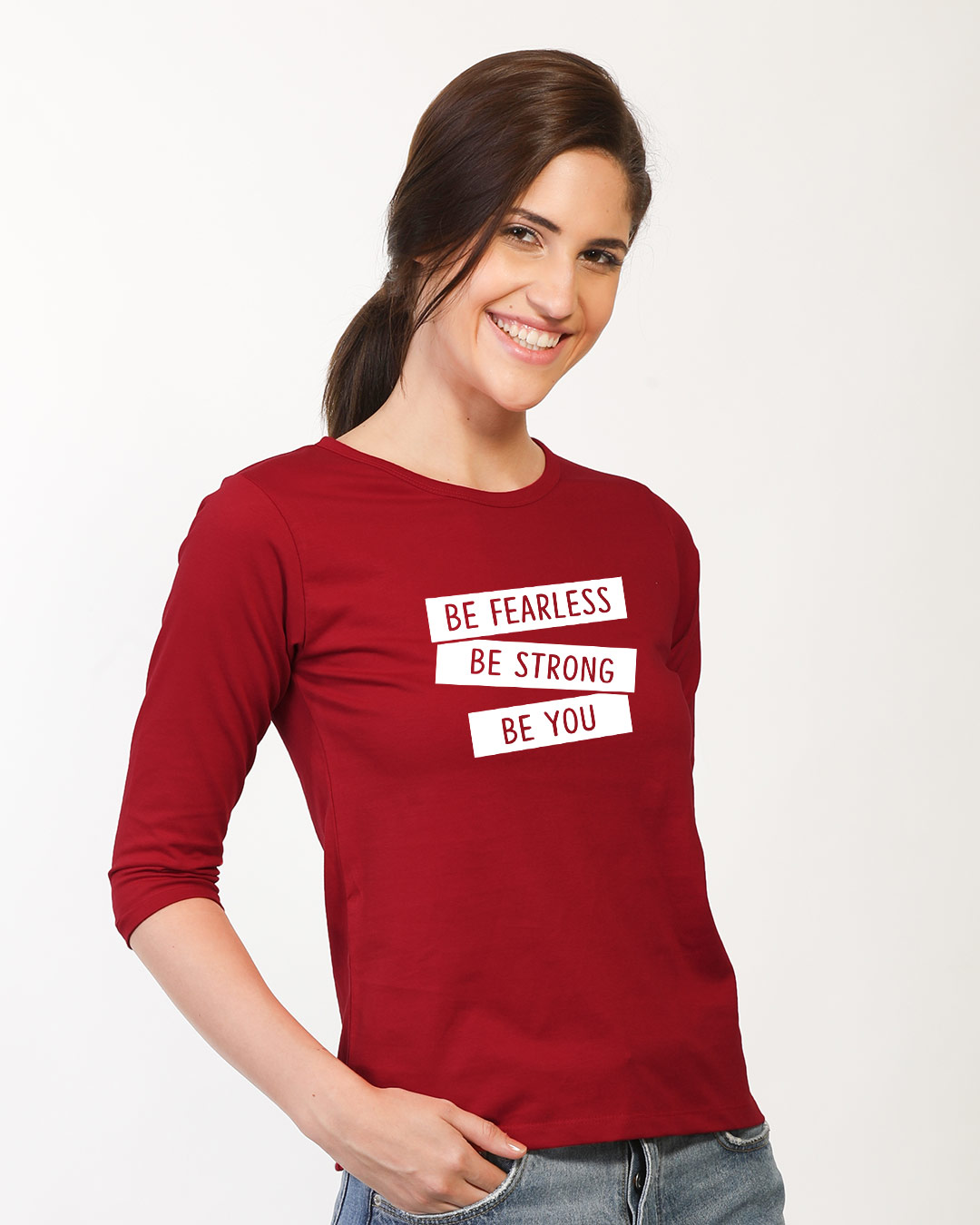 Shop Be Strong Be You Round Neck 3/4th Sleeve T-Shirt-Back