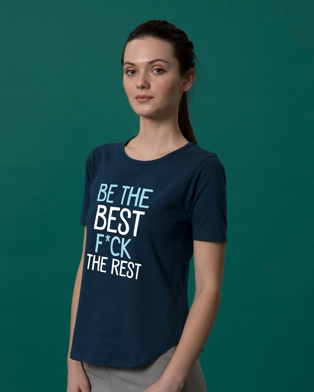 Shop Be The Best Basic Round Hem T-Shirt-Back