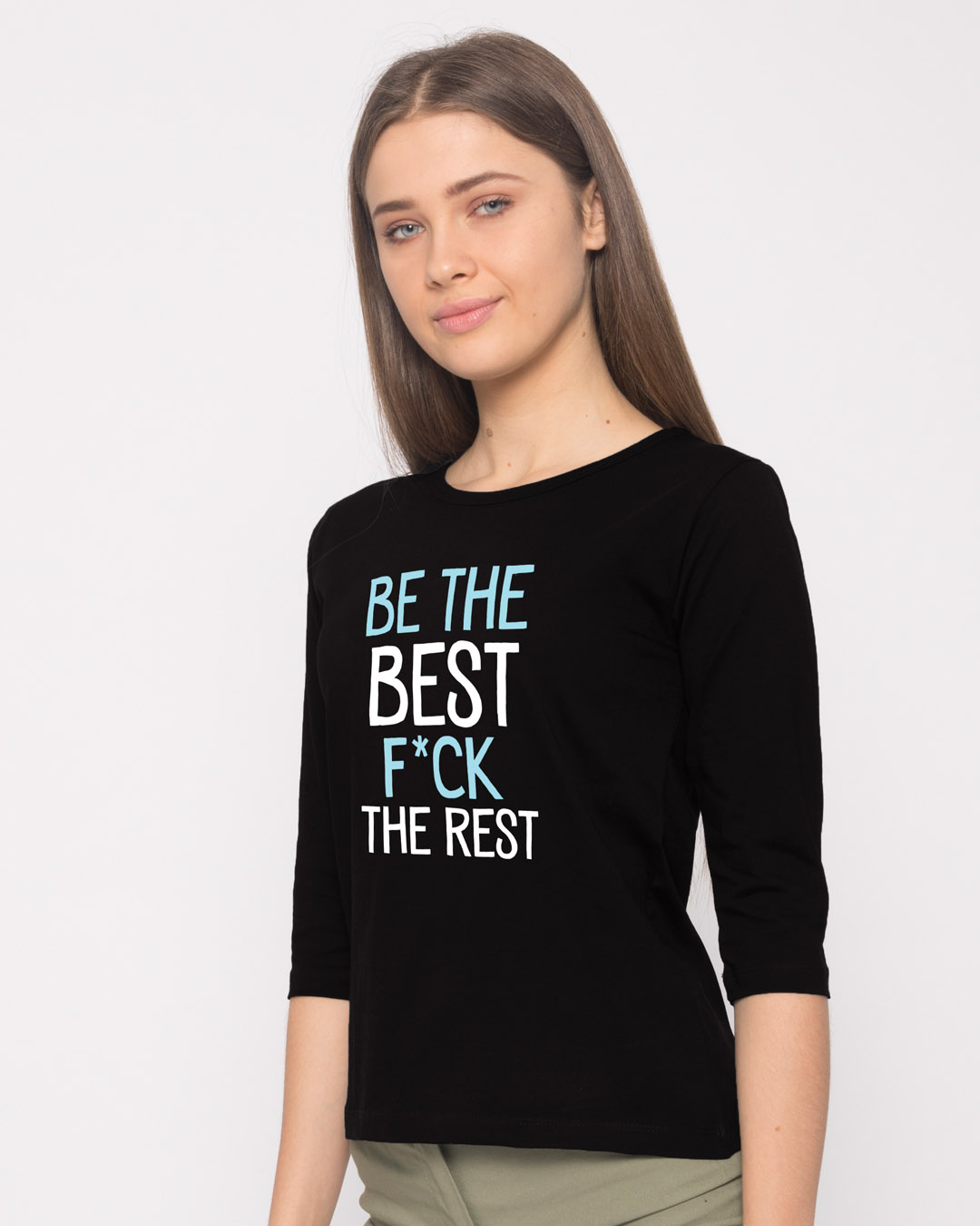 Shop Be The Best Round Neck 3/4th Sleeve T-Shirt-Back