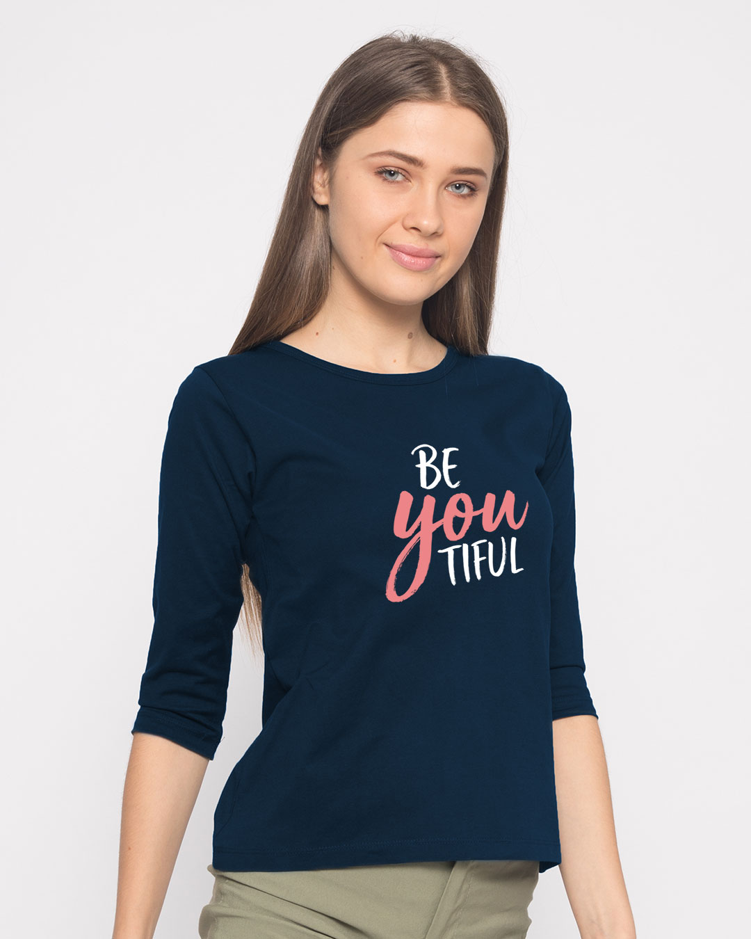 Shop Be-you-tiful Round Neck 3/4th Sleeve T-Shirt-Back