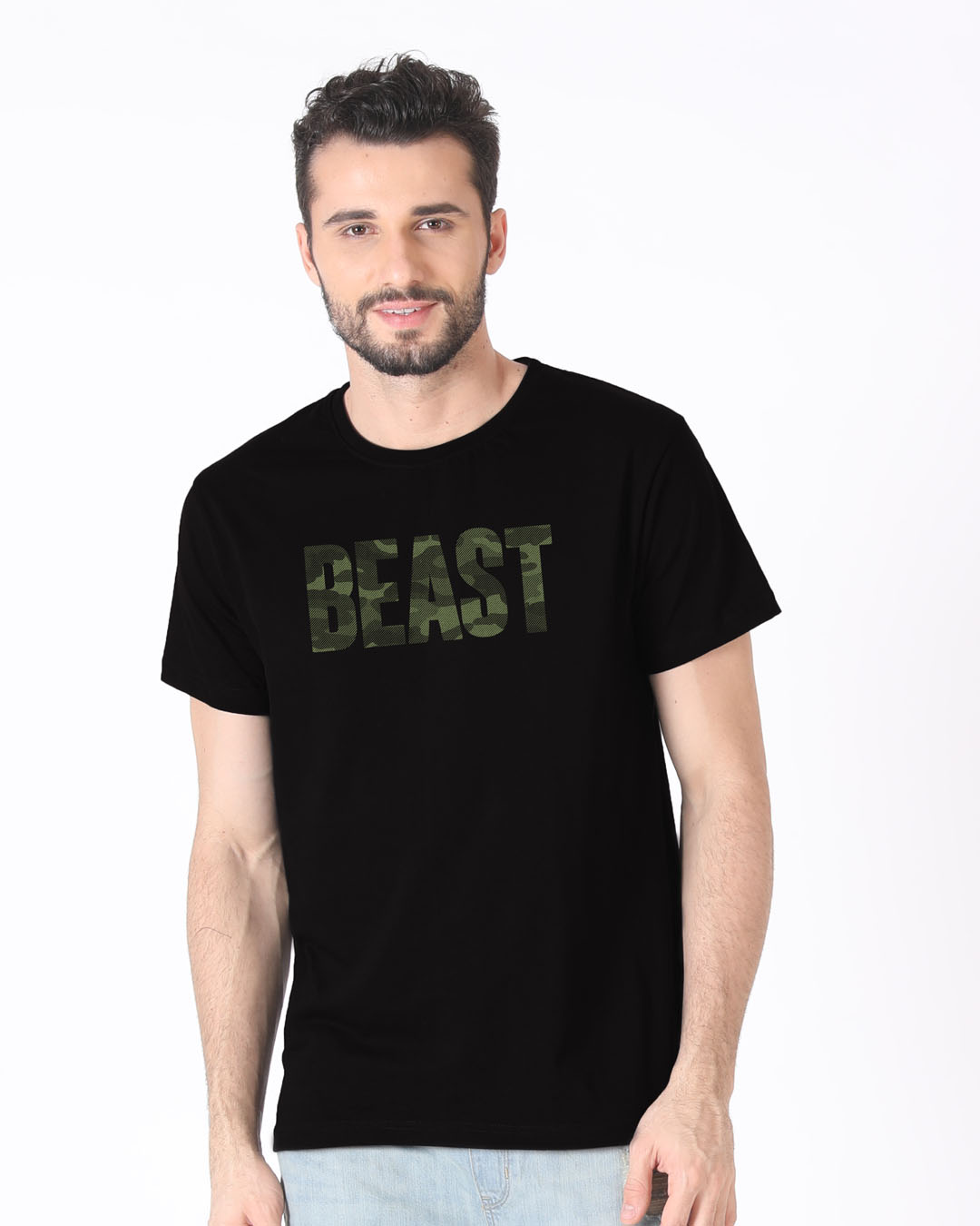 Shop Beast Camouflage Half Sleeve T-Shirt-Back