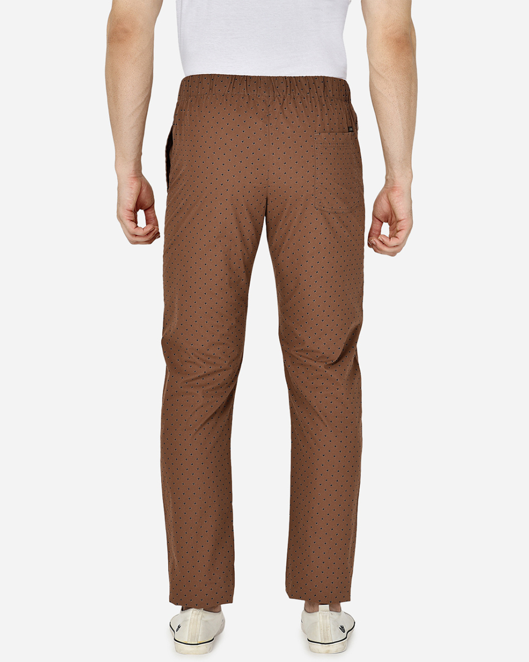 Shop Men's Brown Printed Mid Rise Regular Fit Track Pants-Back