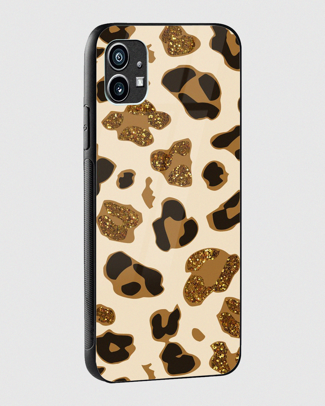 Shop Beige Animal Print Premium Glass Case for Nothing Phone (1)-Back