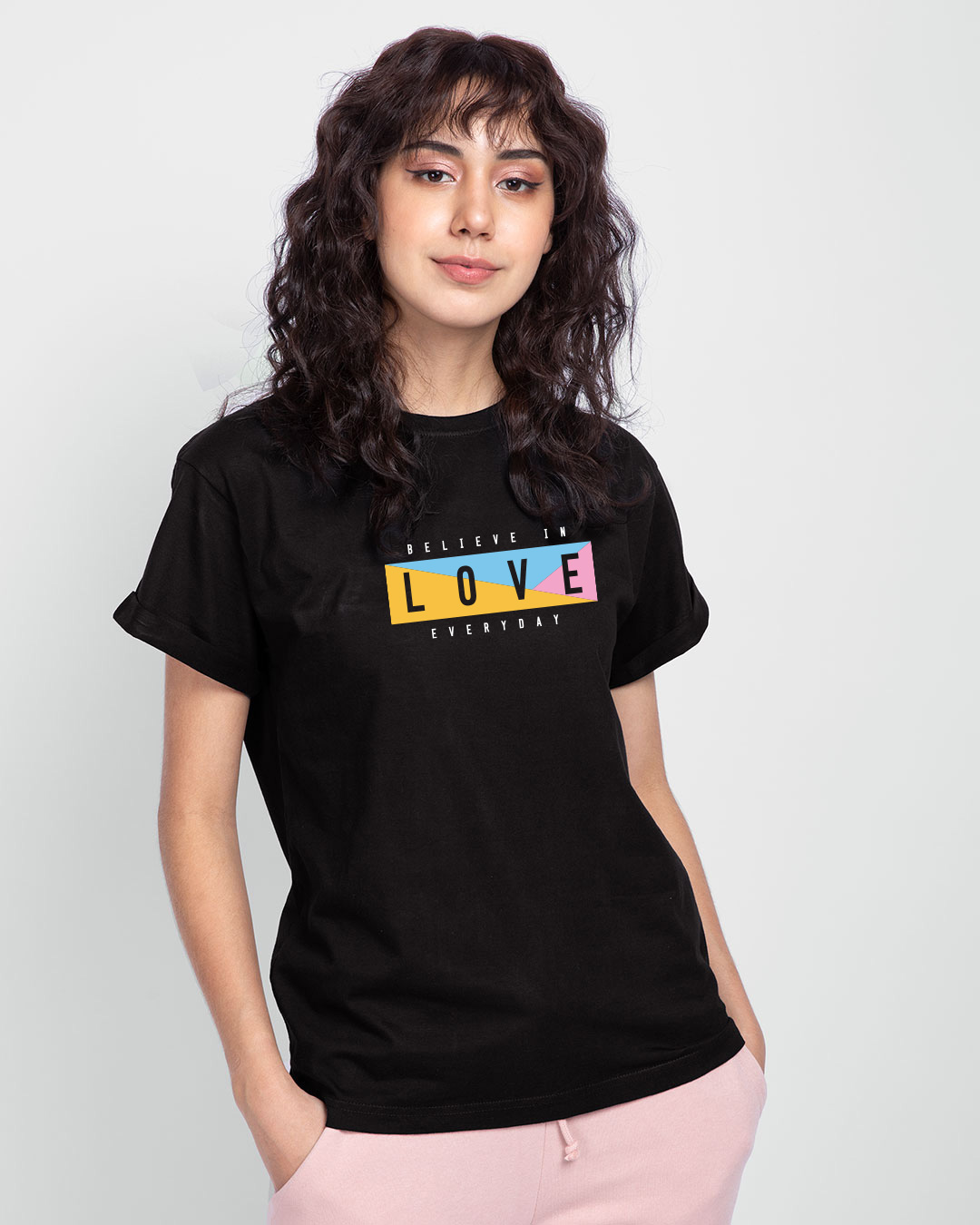 Shop Believe In Love Boyfriend T-Shirt-Back