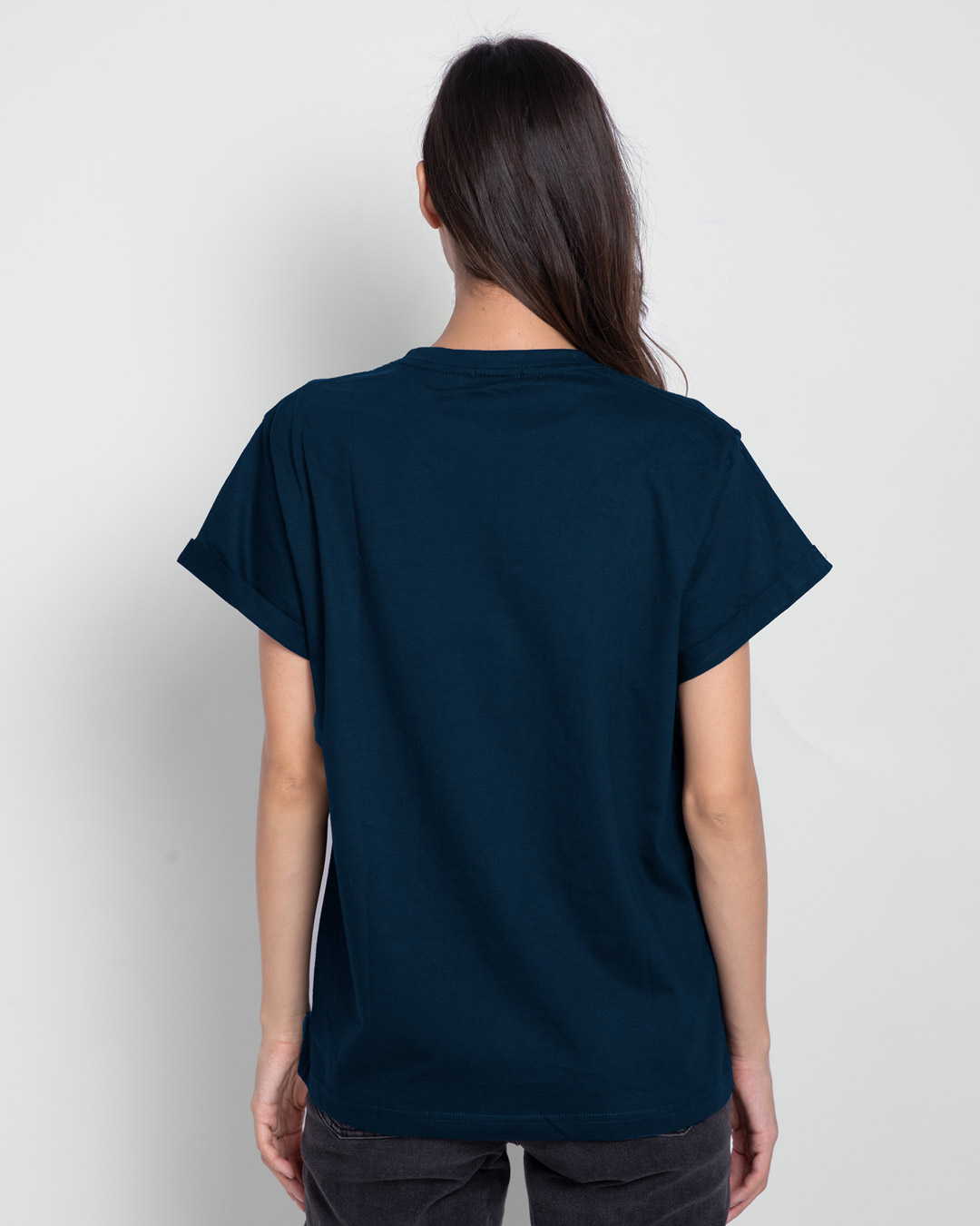 Shop Believe In Miracles Boyfriend T-Shirt Navy Blue-Back