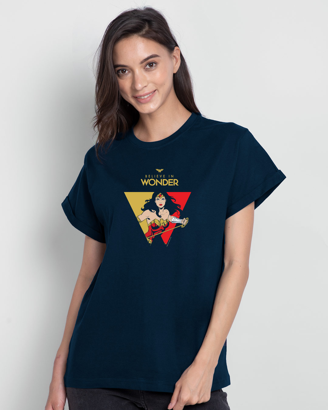 Shop Believe In Wonder Boyfriend T-Shirt Navy Blue (DCL)-Back