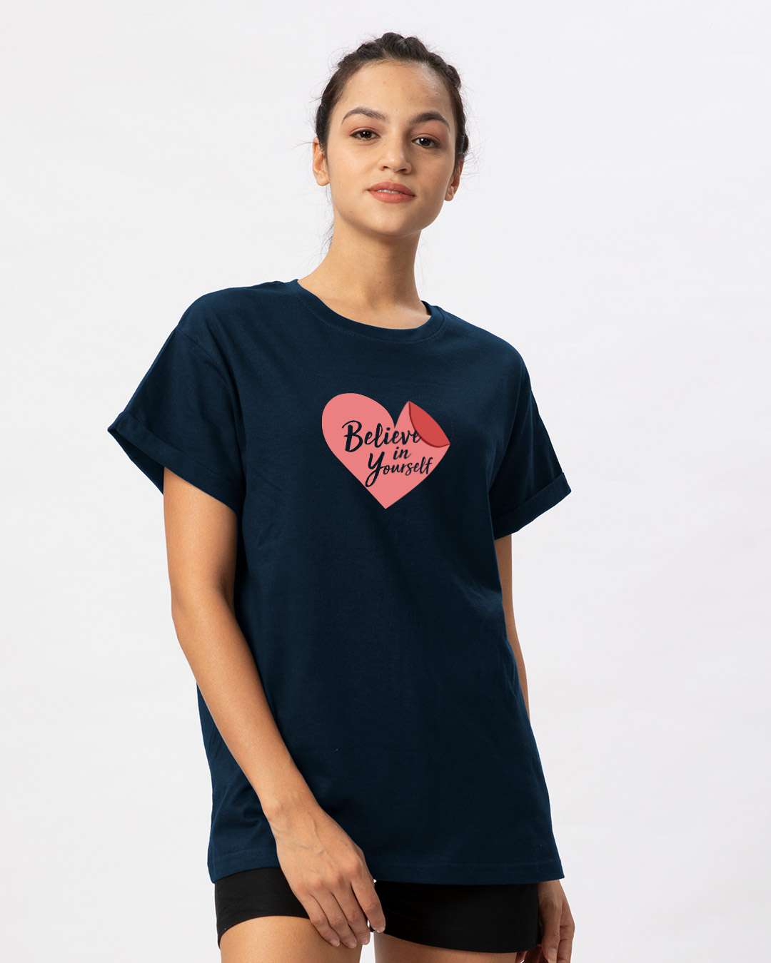 Shop Believe Sticker Boyfriend T-Shirt-Back