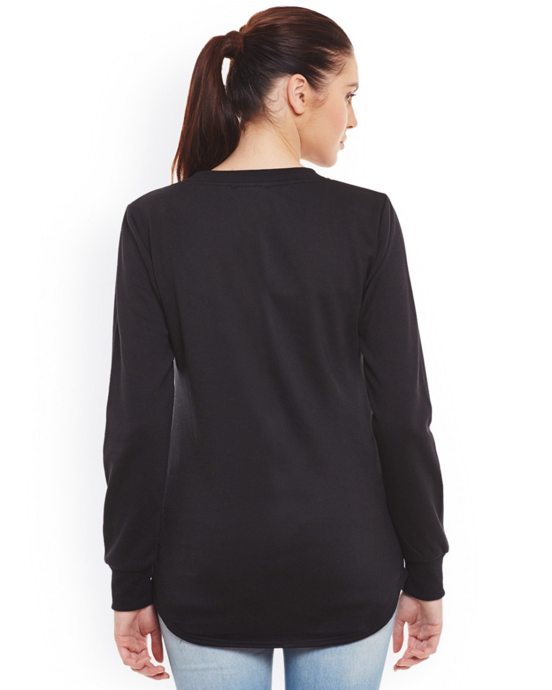 Shop Women's Black Embellished Regular Fit Sweatshirt-Back
