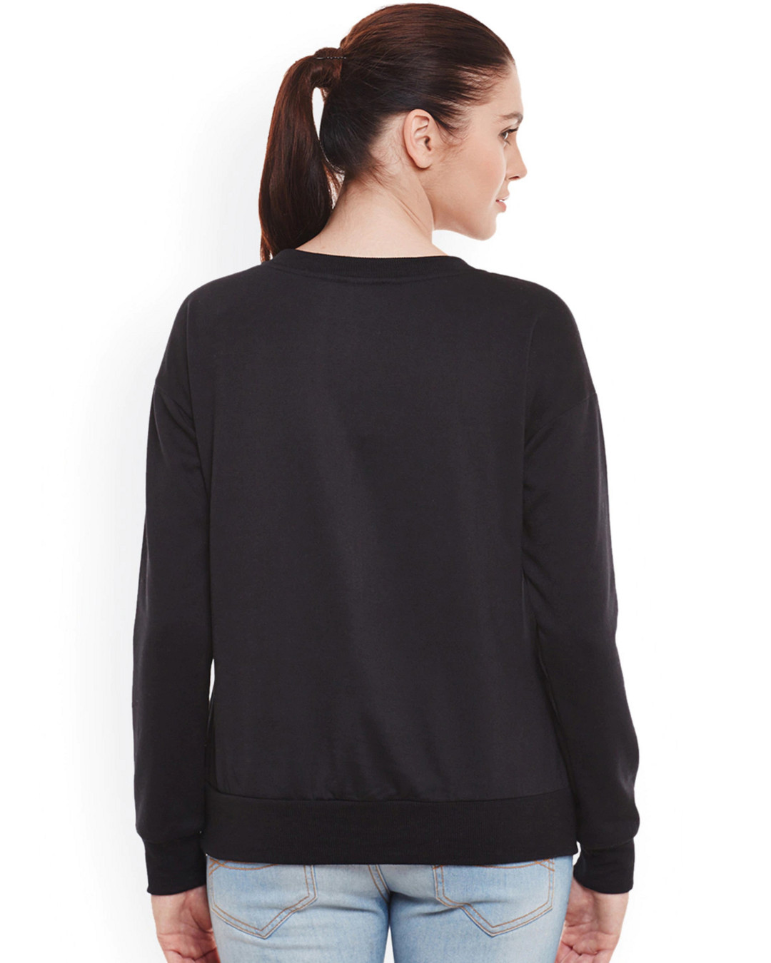 Shop Women's Black Regular Fit Sweatshirt-Back