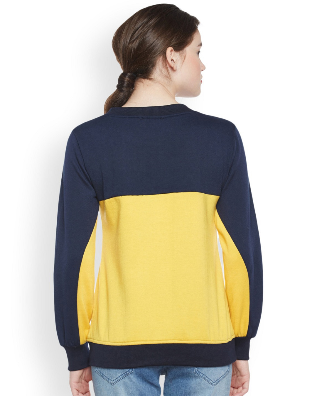 Shop Women's Blue Color Block Regular Fit Sweatshirt-Back