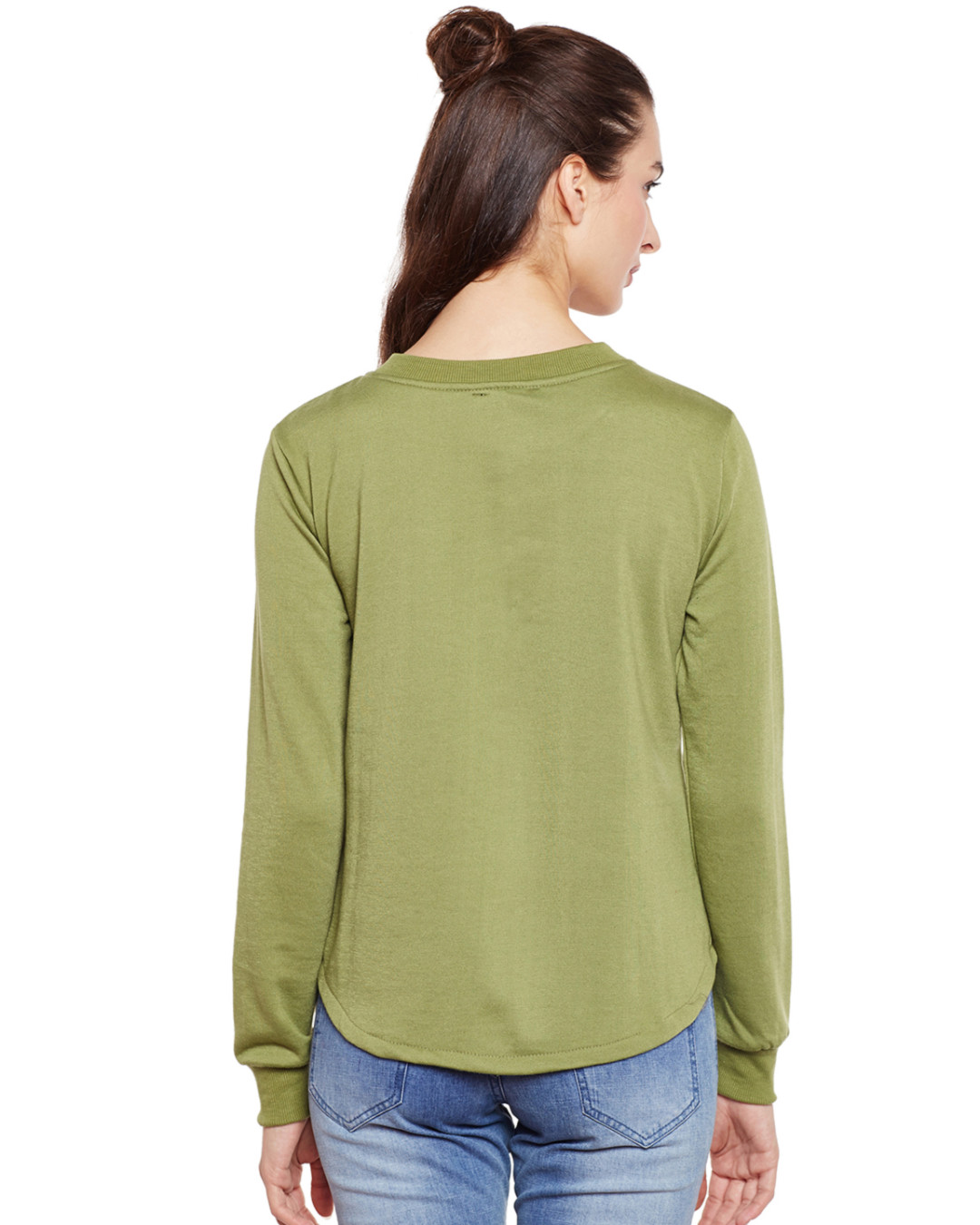 Shop Women's Green Embellished Regular Fit Sweatshirt-Back