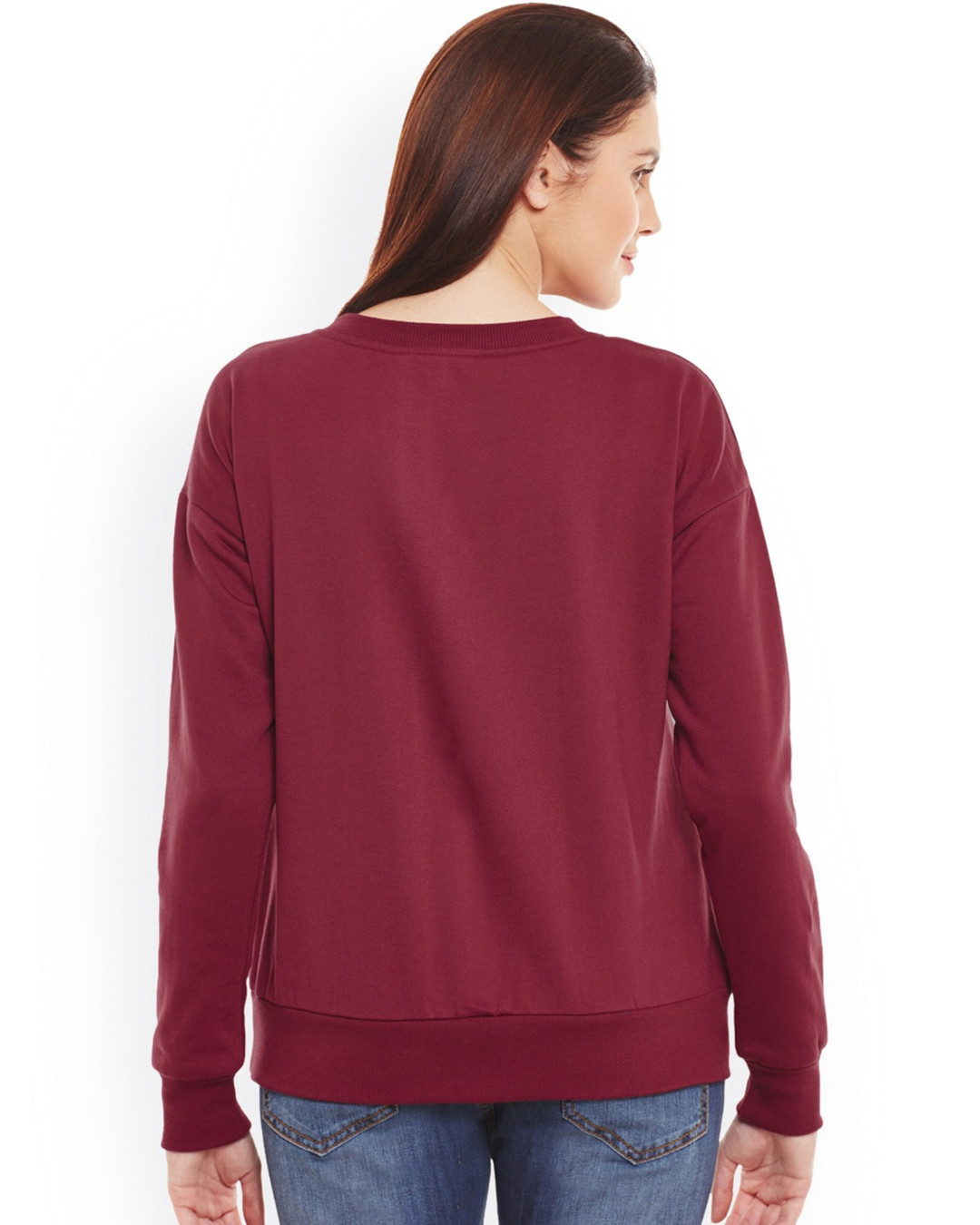 Shop Women's Maroon Embellished Regular Fit Sweatshirt-Back