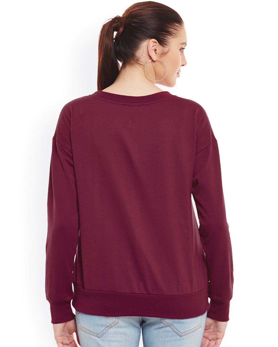 Shop Women's Maroon Regular Fit Sweatshirt-Back