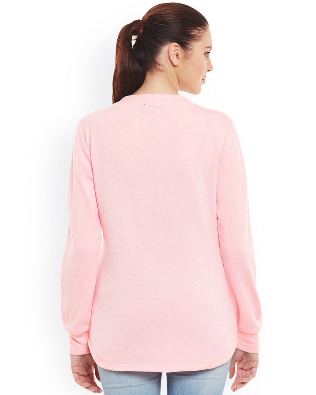Shop Women's Pink Embellished Regular Fit Sweatshirt-Back