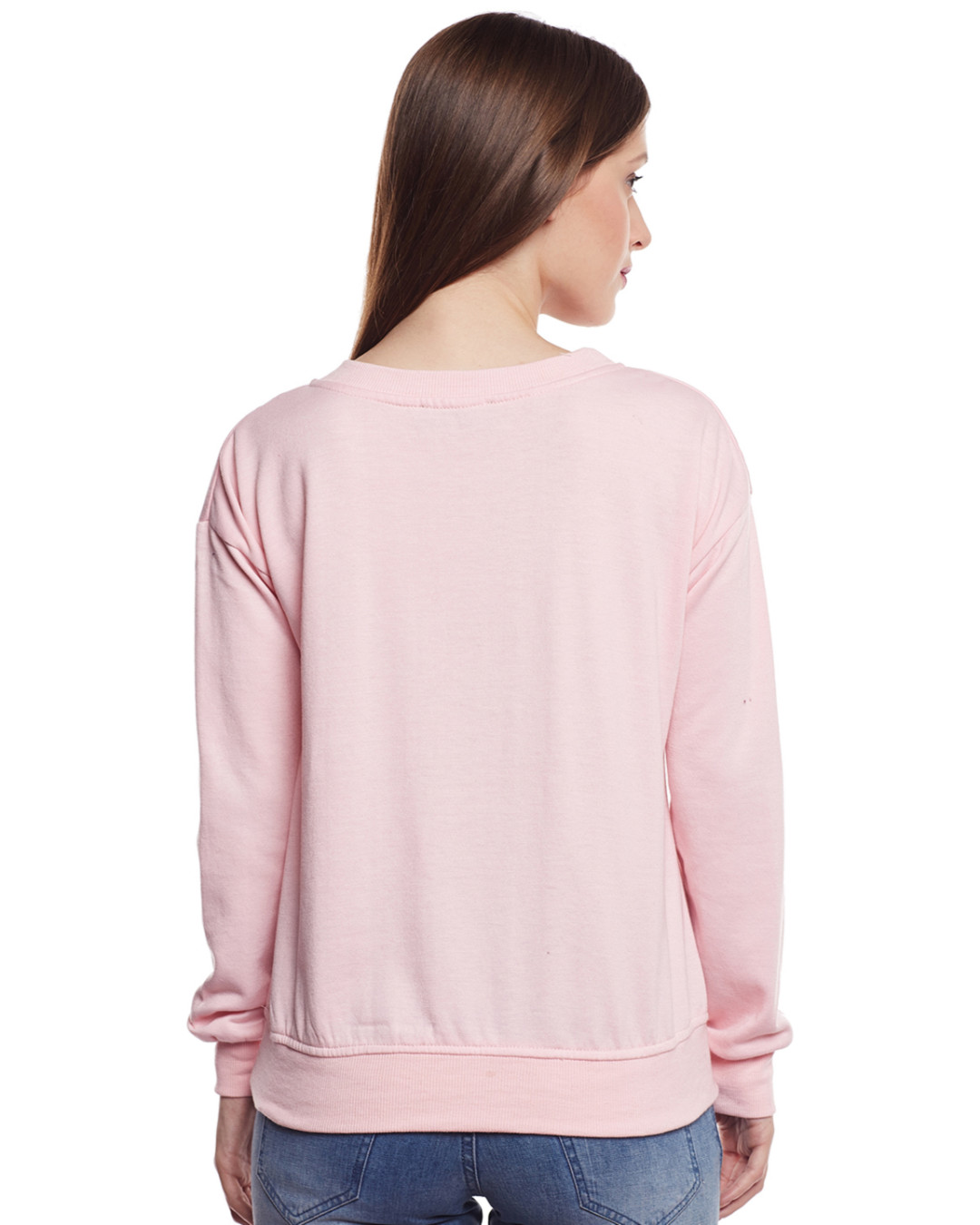 Shop Women's Pink Embellished Regular Fit Sweatshirt-Back