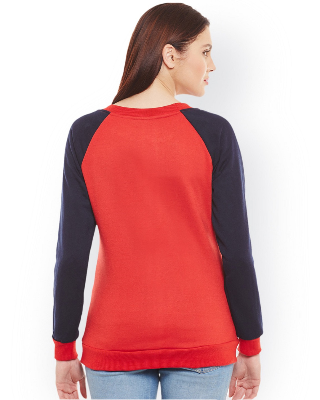 Shop Women's Red Color Block Regular Fit Sweatshirt-Back