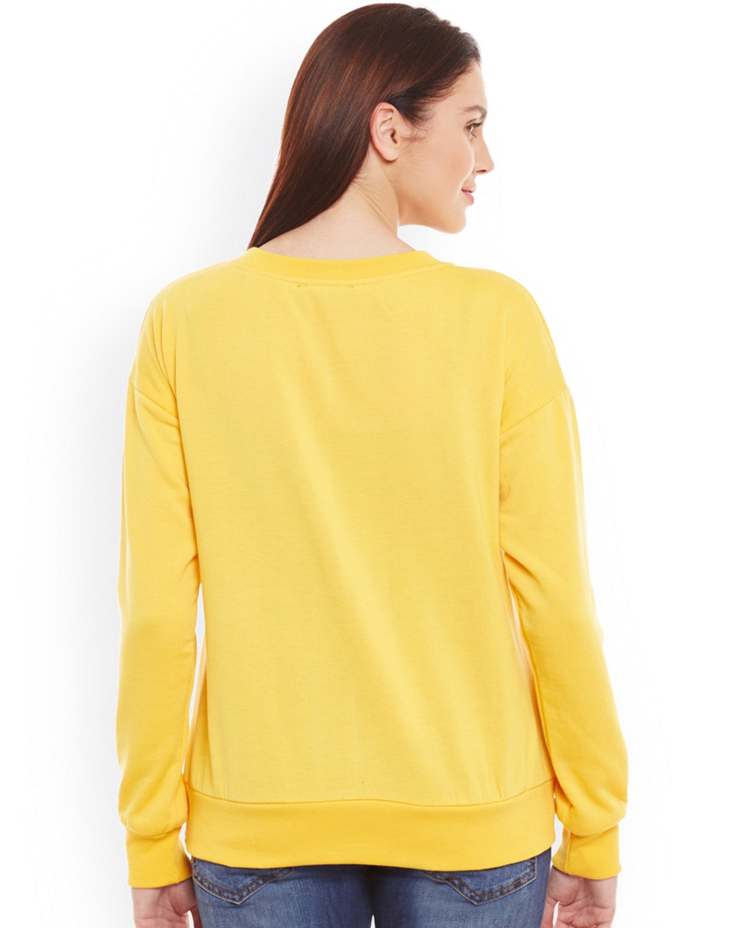 Shop Women's Yellow Embellished Regular Fit Sweatshirt-Back