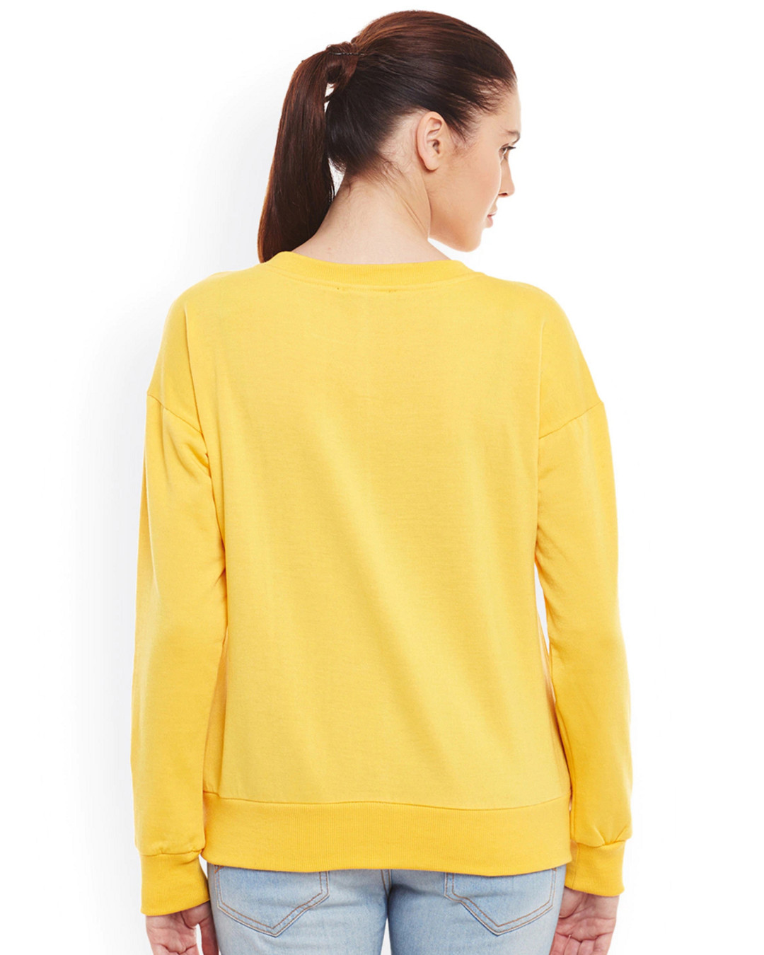 Shop Women's Yellow Embellished Regular Fit Sweatshirt-Back