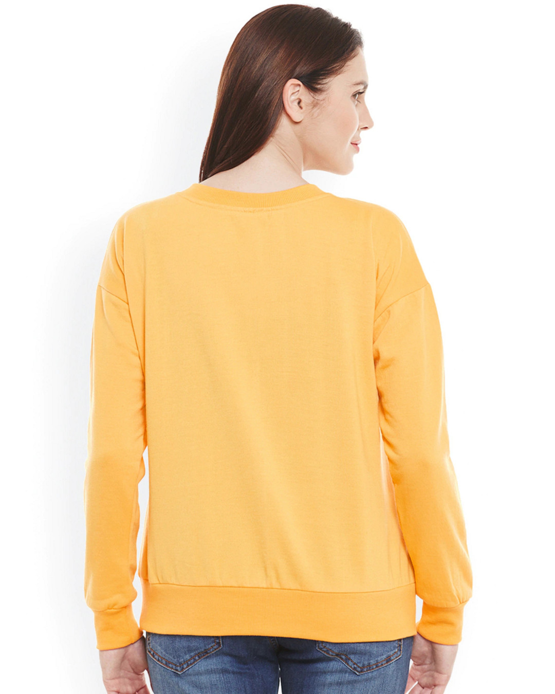 Shop Women's Yellow Regular Fit Sweatshirt-Back