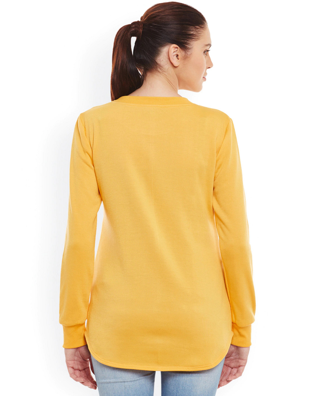 Shop Women's Yellow Regular Fit Sweatshirt-Back