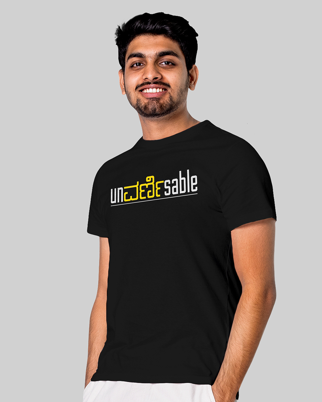Shop Unisex Black Printed Regular Fit T Shirt-Back