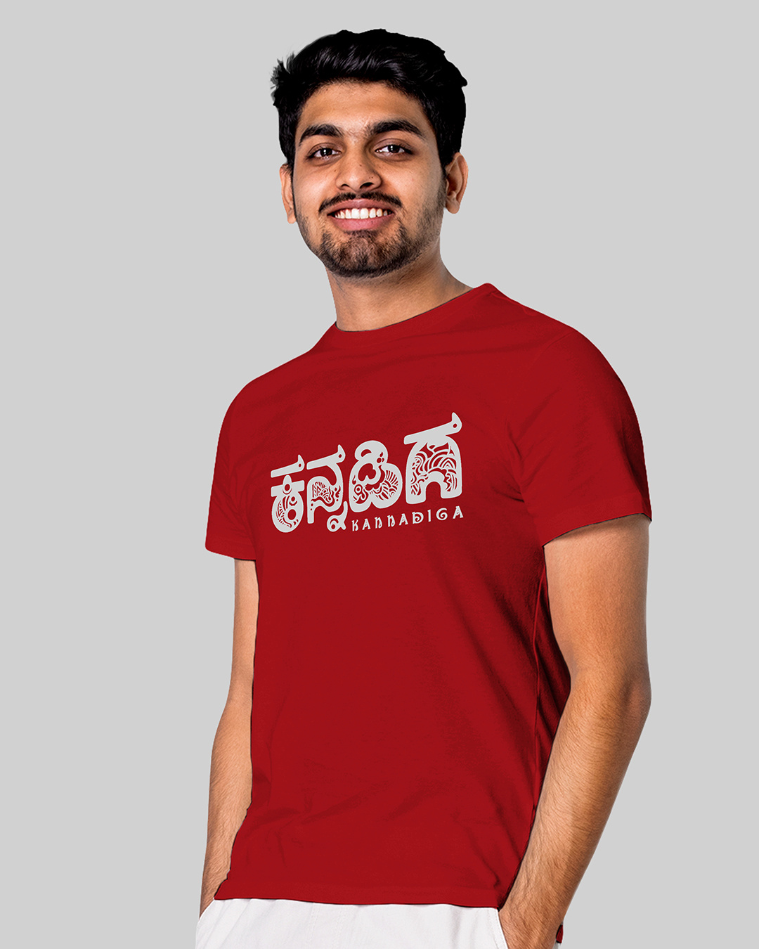 Shop Unisex Red Printed Regular Fit T Shirt-Back