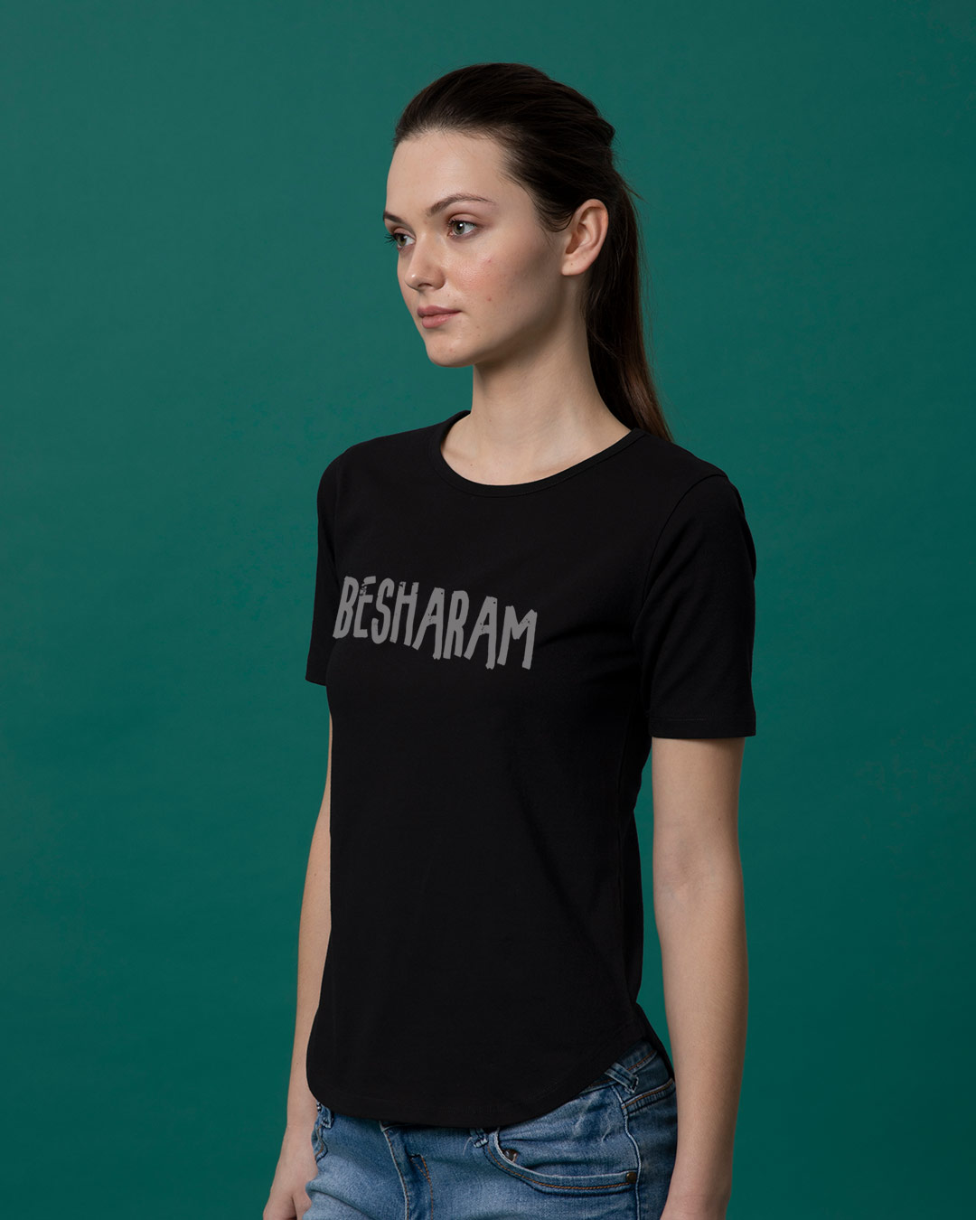 Shop Besharam Basic Round Hem T-Shirt-Back
