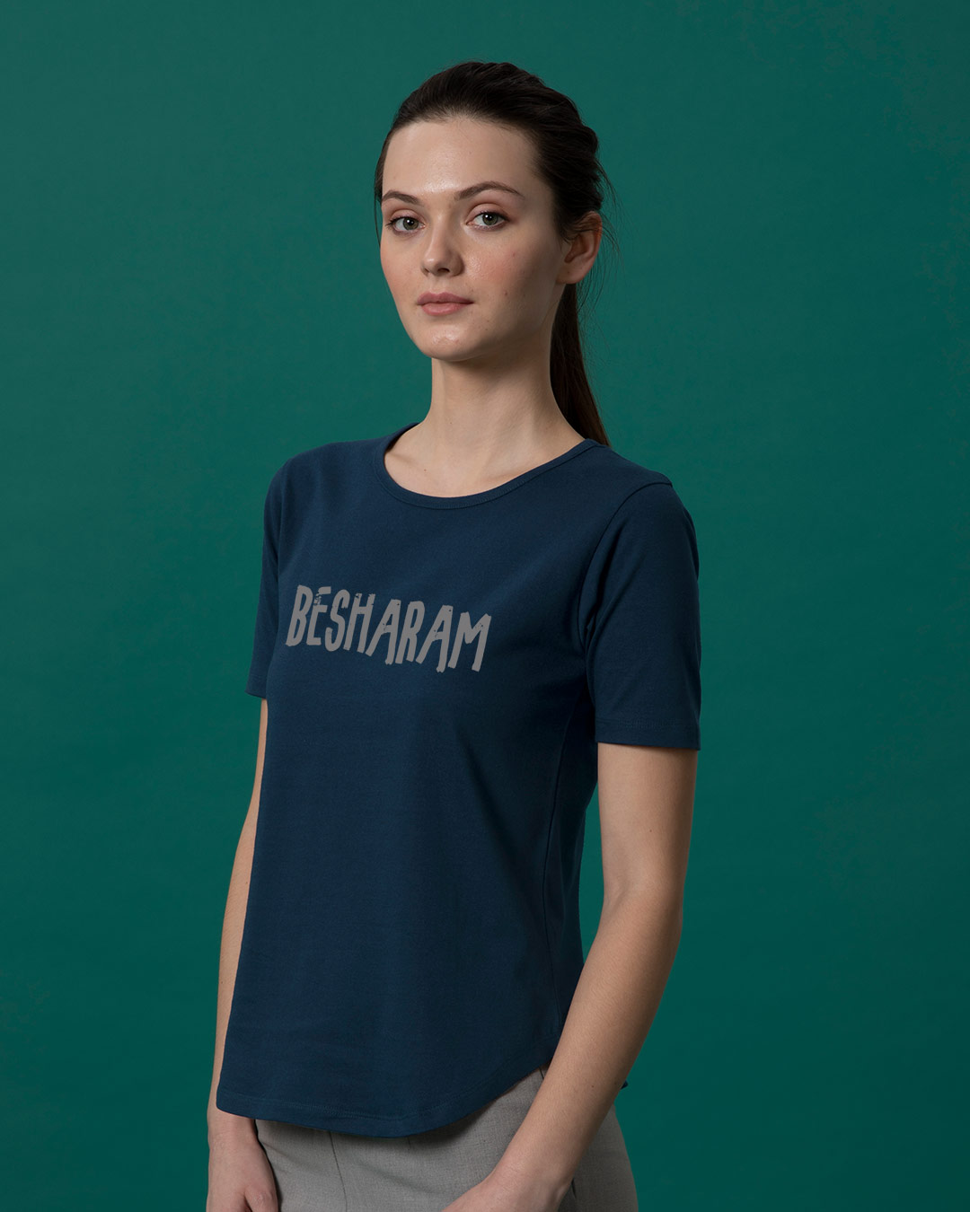 Shop Besharam Basic Round Hem T-Shirt-Back