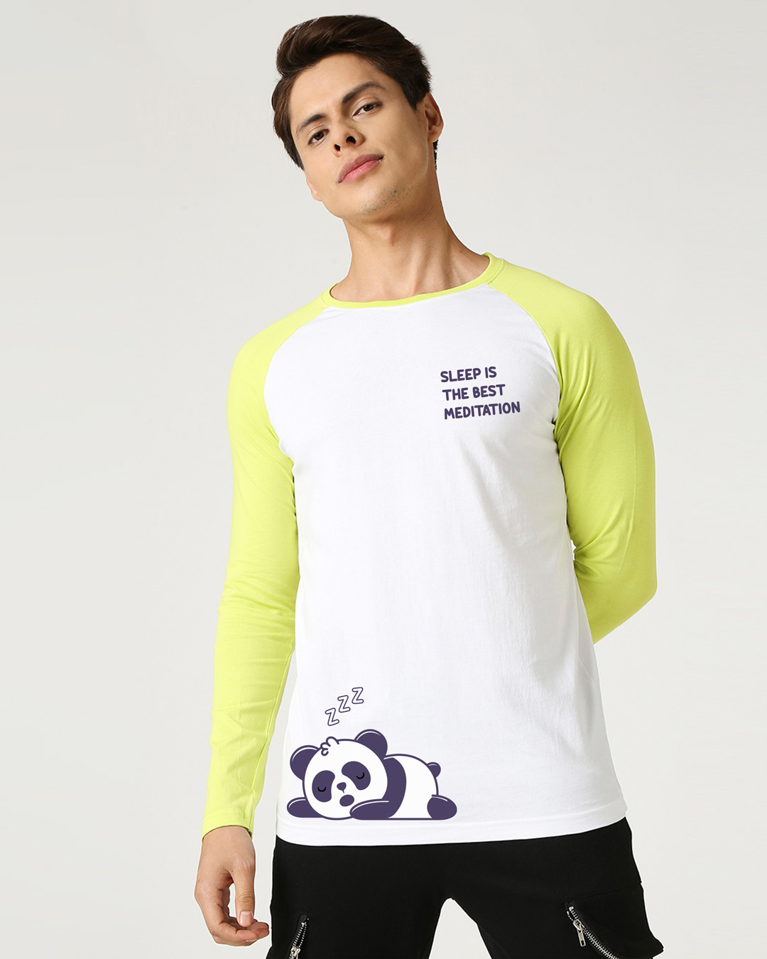 Shop Best Motivation Full Sleeve Raglan T-Shirt White-Neo Mint -Back