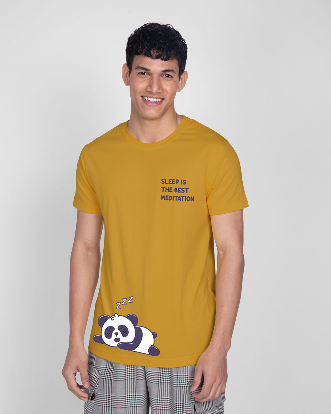 Shop Best Motivation Half Sleeve T-Shirt Mustard Yellow -Back