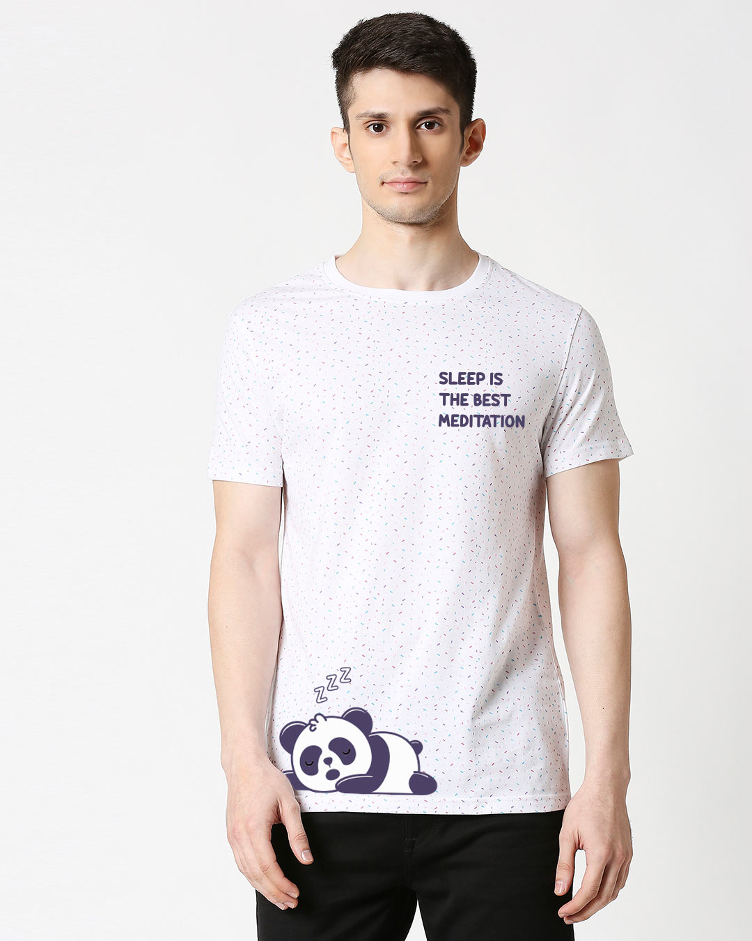 Shop Best Motivation Printed Half Sleeves AOP T-Shirt White-Back