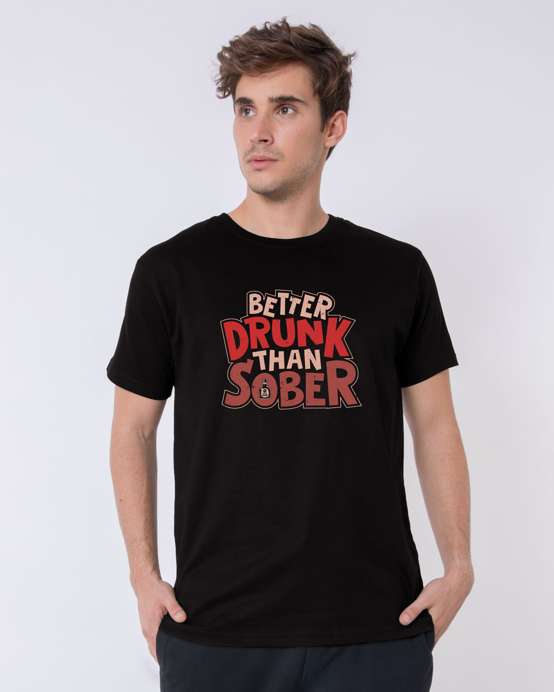 Shop Better Drunk Than Sober Half Sleeve T-Shirt-Back
