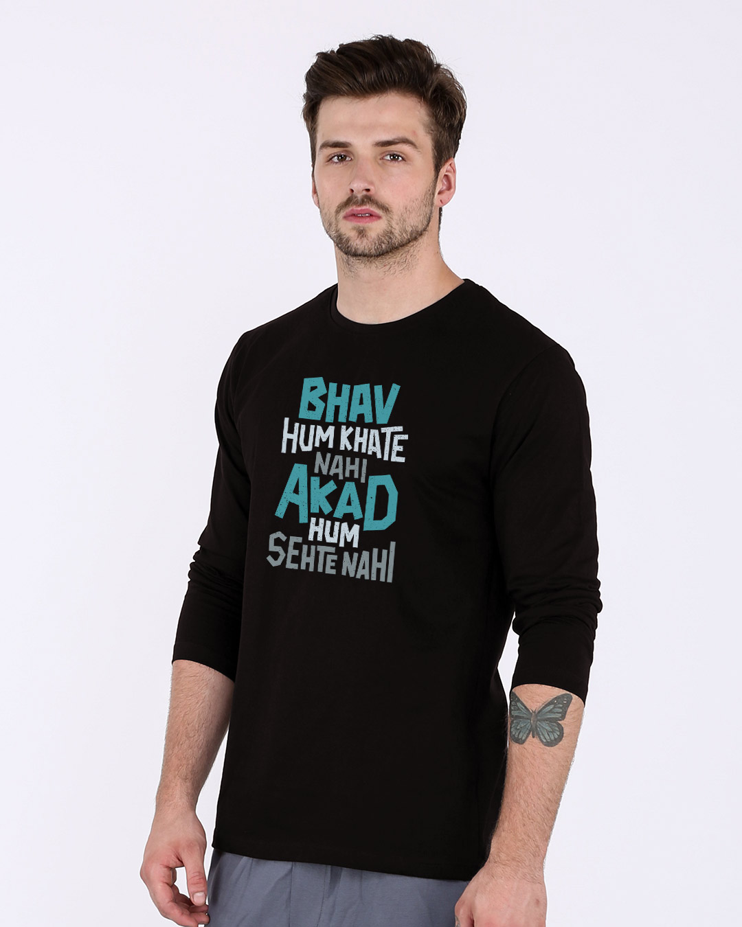 Shop Bhav Hum Khate Nahi Full Sleeve T-Shirt-Back