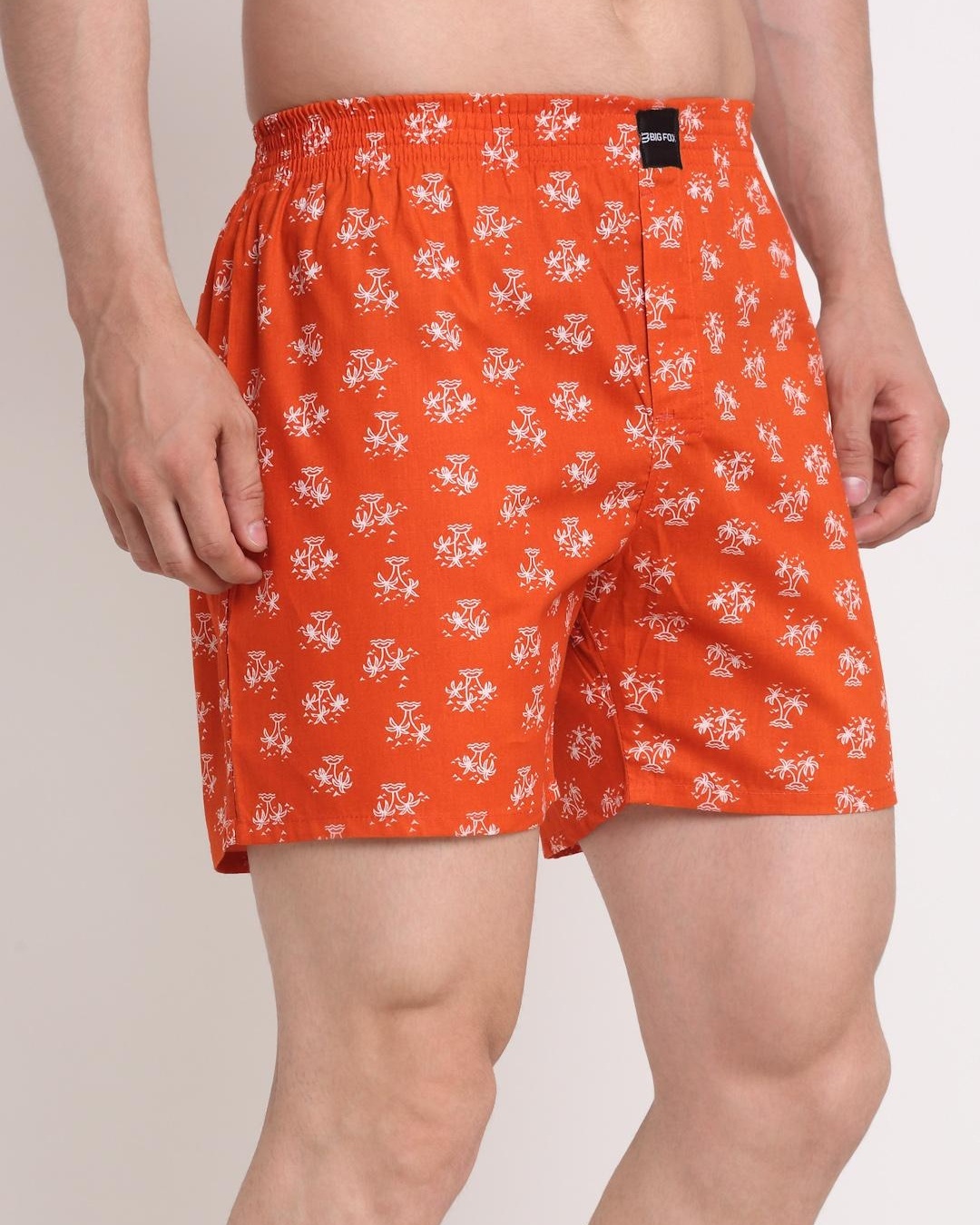 Shop Men's Orange Printed Relaxed Fit Boxers-Back