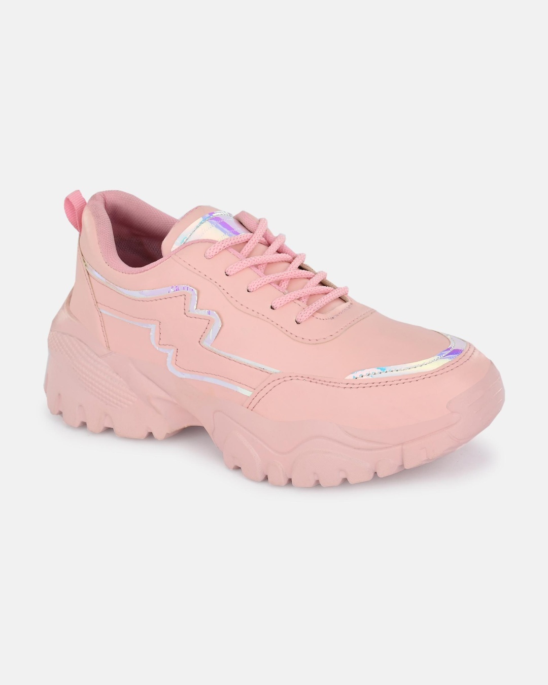 Shop Women's Pink Color Blocked Chunky Sneakers-Back