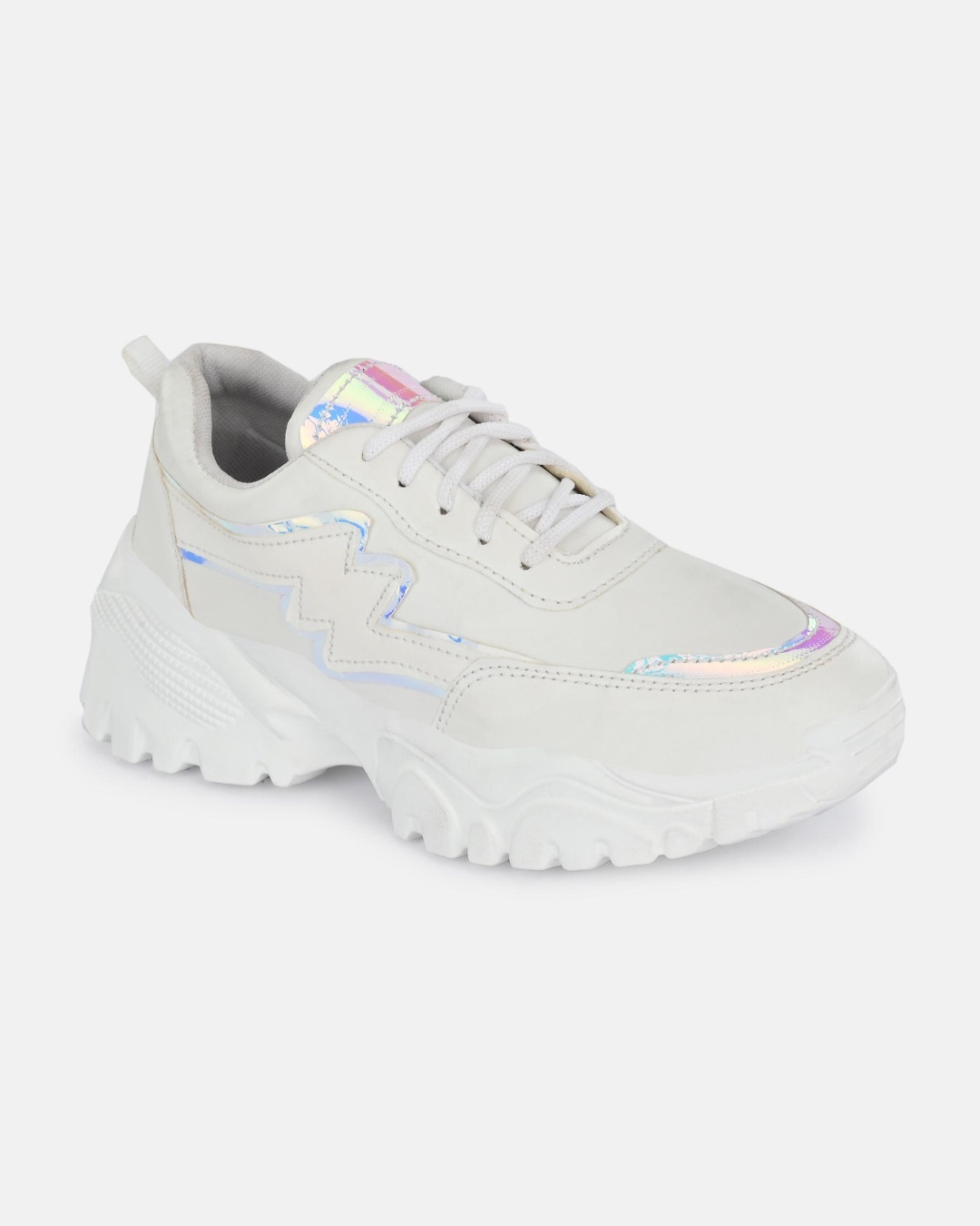 Shop Women's White Color Blocked Chunky Sneakers-Back
