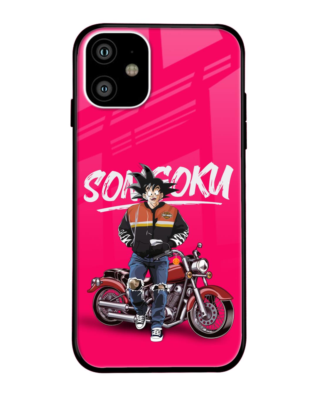 Shop Biker Goku Premium Glass Case for Apple iPhone 11 (Shock Proof,Scratch Resistant)-Front
