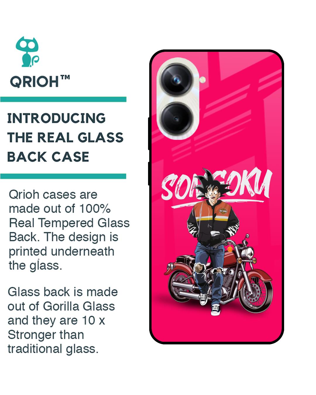 Shop Biker Goku Premium Glass Case for Realme 10 Pro 5G(Shock Proof, Scratch Resistant)-Back