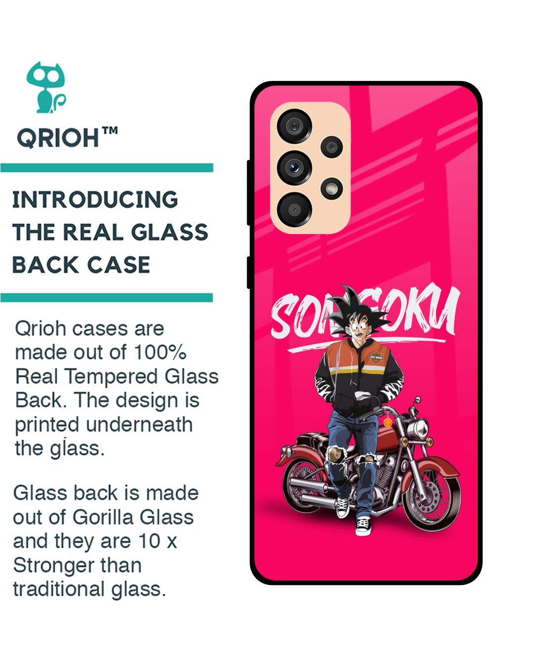 Shop Biker Goku Premium Glass Case for Samsung Galaxy A33 5G (Shock Proof,Scratch Resistant)-Back