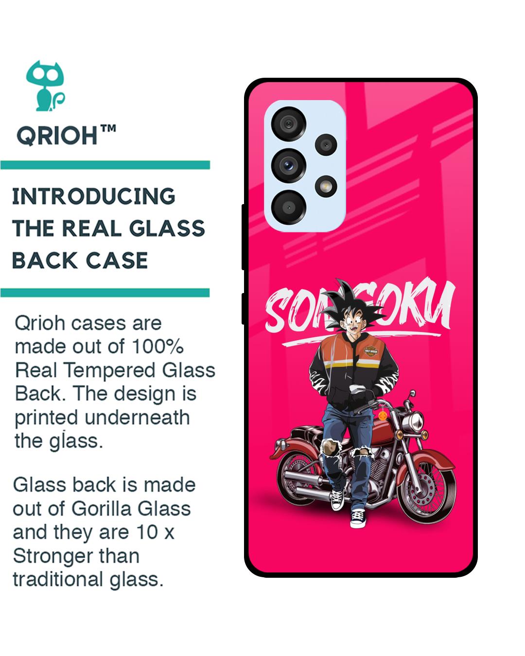Shop Biker Goku Premium Glass Case for Samsung Galaxy A53 5G (Shock Proof,Scratch Resistant)-Back